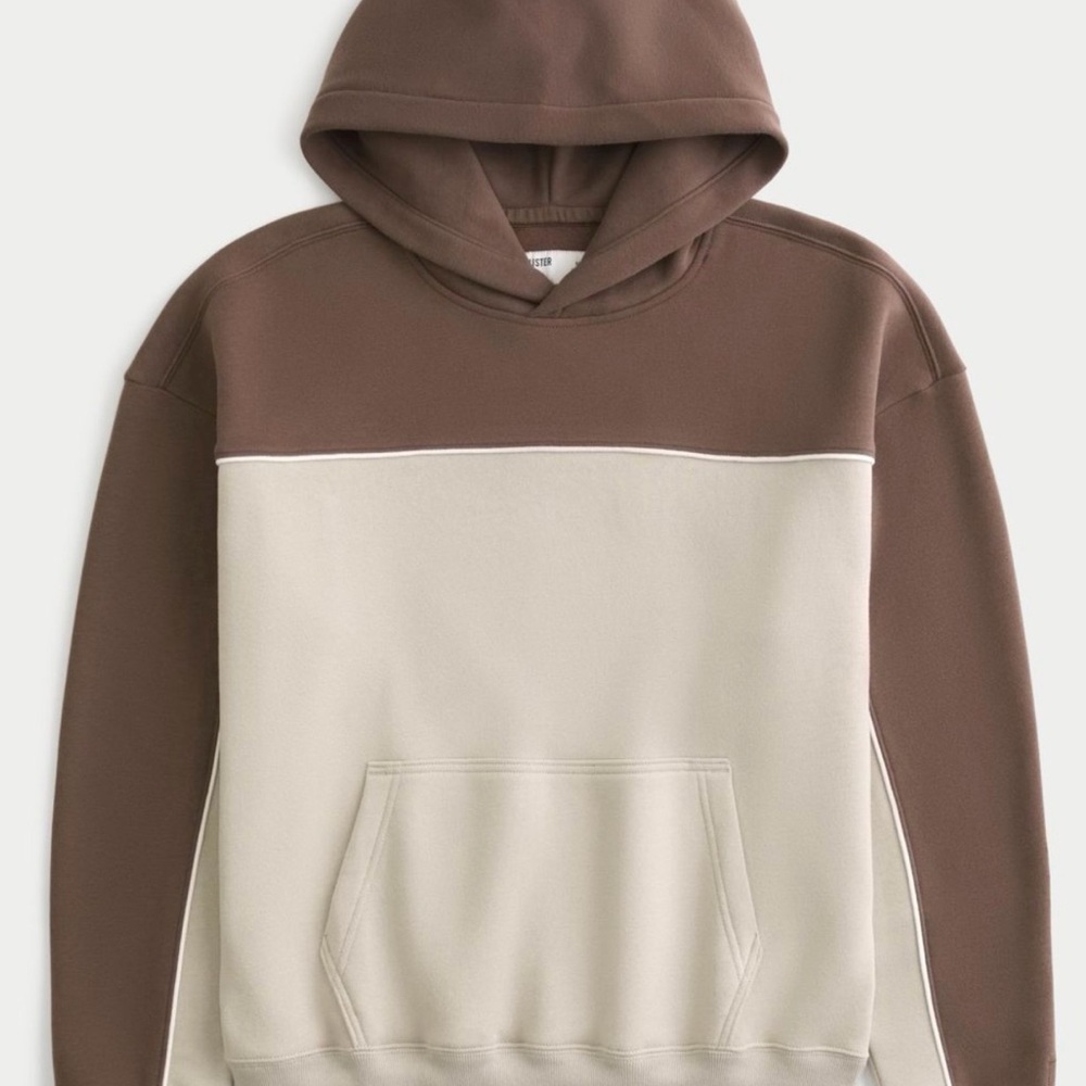 Hollister Two-Tone Brown & Cream Pullover Hoodie